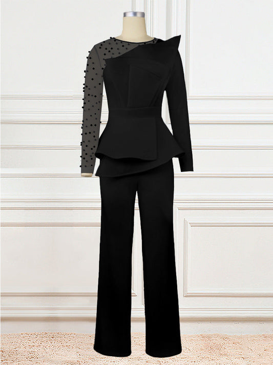 Dam Jumpsuit Med Pärldekorationer Högkvalitativt Material-1