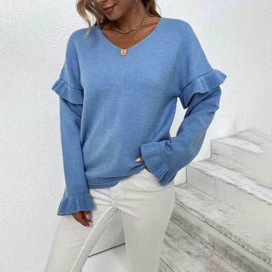 Unisex V-Neck Sweater Cotton-Acrylic Blend-1