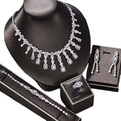 Kvinnors Smyckeset Halsband Örhängen Armband Ring i Koppar med Zirkonium-5