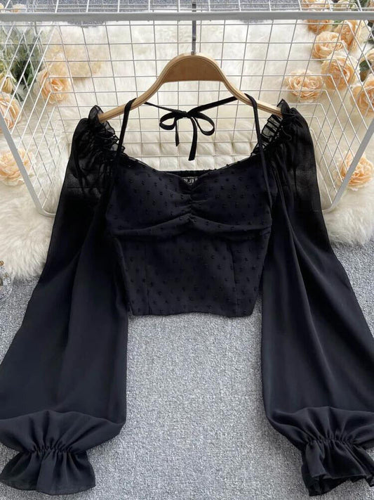 Dam Blus Kortärmad Punktmönster Polyester-1