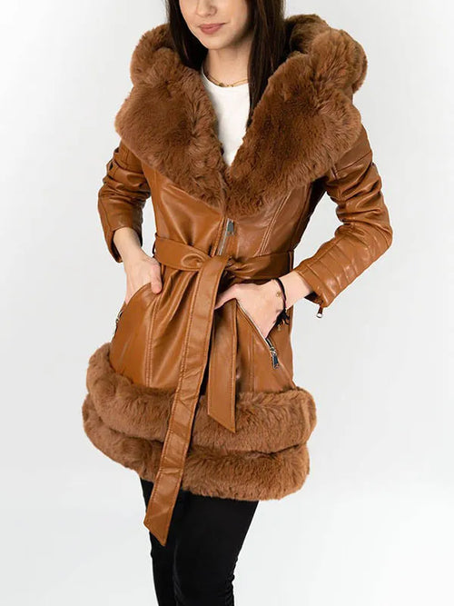 Lång Vinterjacka Dam Enkel Design Polyester med Fickor-1