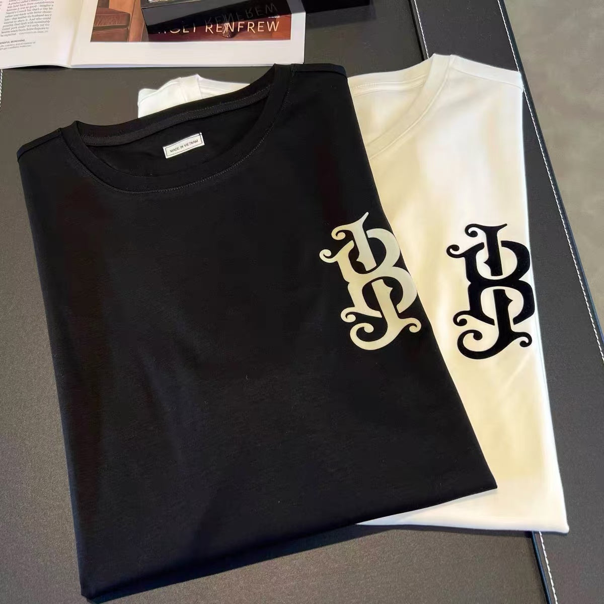 Herr Långärmad T-shirt med Tryck i Kvalitets Bomull för Träning och Vardagsbruk-3