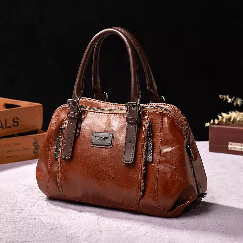 Dam Läderväska Vintage Elegant Design med Justerbara Bältesfästen och Praktiska Fickor 8