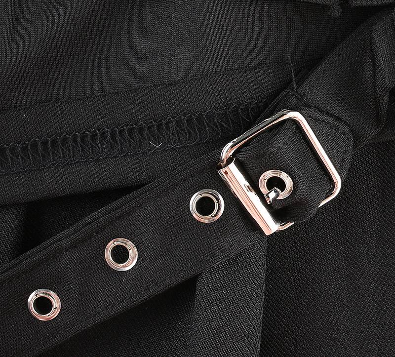 Dam Asymmetrisk Kjol med Nitar Polyester och Spandex-5