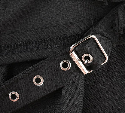 Dam Asymmetrisk Kjol med Nitar Polyester och Spandex-5