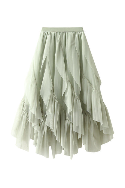 Kvinnors Midi Rock Ruffled Polyester-3