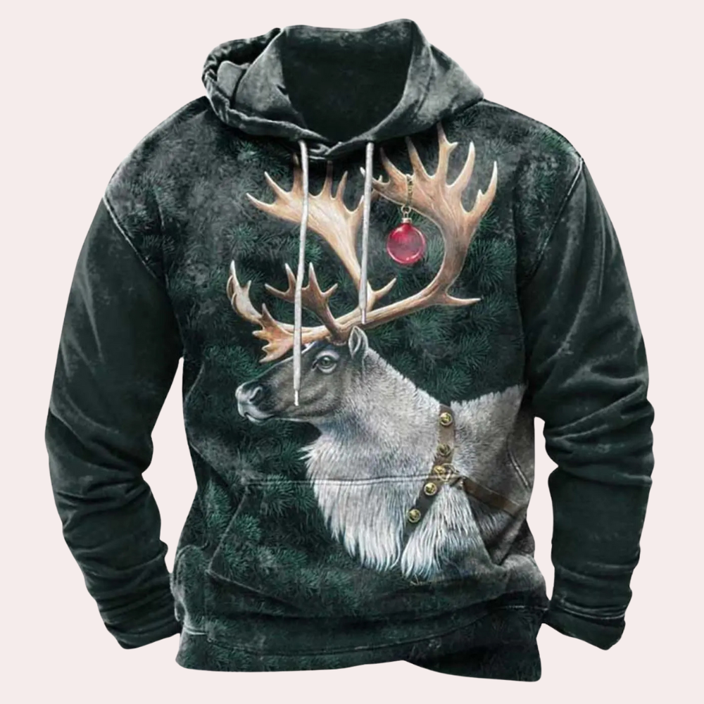 Variant image for Herr Hoodie Juldesign Mjuk Bomull Zip Huvtröja-1