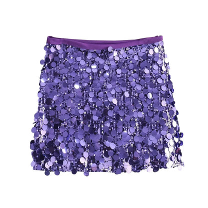 Kvinnors Mini Paljettkjol Elegant Polyester för Fest och Utekvällar 9