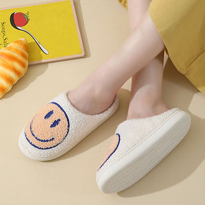 Herrtofflor Plyschfleece Med Smiley Mönster och Vadderad Sula-5