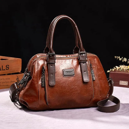 Dam Läderväska Vintage Elegant Design med Justerbara Bältesfästen och Praktiska Fickor 6