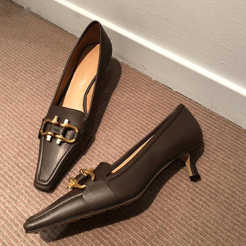 Dam Pumps Söt Kattdesign Mikrofiber Låg Klack-5