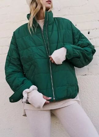 Vadderad Jacka Dam med Ståkrage i Polyester för Kalla Dagar-3