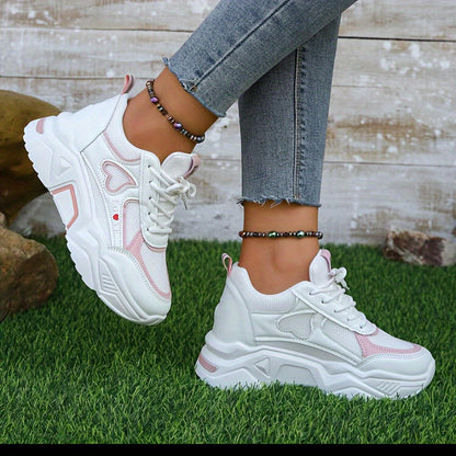 Dam Sneakers Hjärtmönster Platånsula Textil Syntet-4