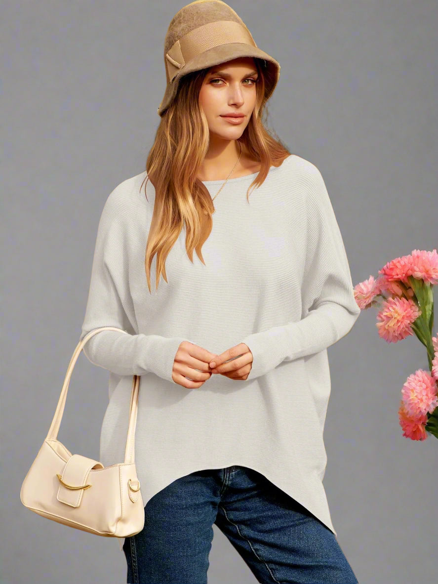 Variant image for Stickad Dam Tröja Överdimensionerad Ull med Dolmanärmar-31