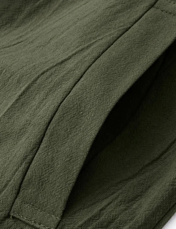 Dam Jumpsuit Avslappnad Bomull-Linne med Justerbar Spetsstängning – Fotledslång, Ermlösa Ben och Främre Fickor 3