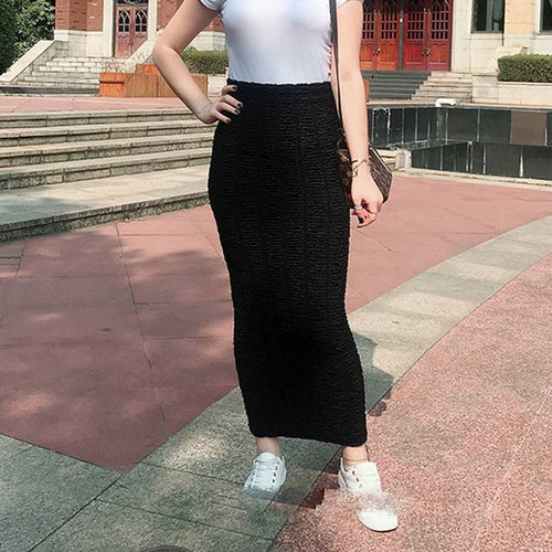 Kvinnors Pennkjol i Bomull och Lanon, Svart, Fotledslängd, Empire Midja-1