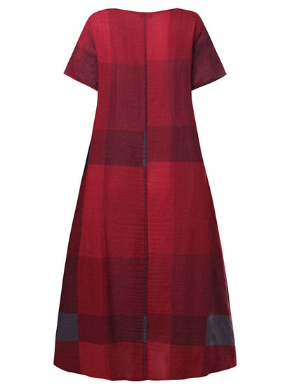 Dam Maxiklänning Blommig Kort Ärmar Bomullsblandning Sommar-6