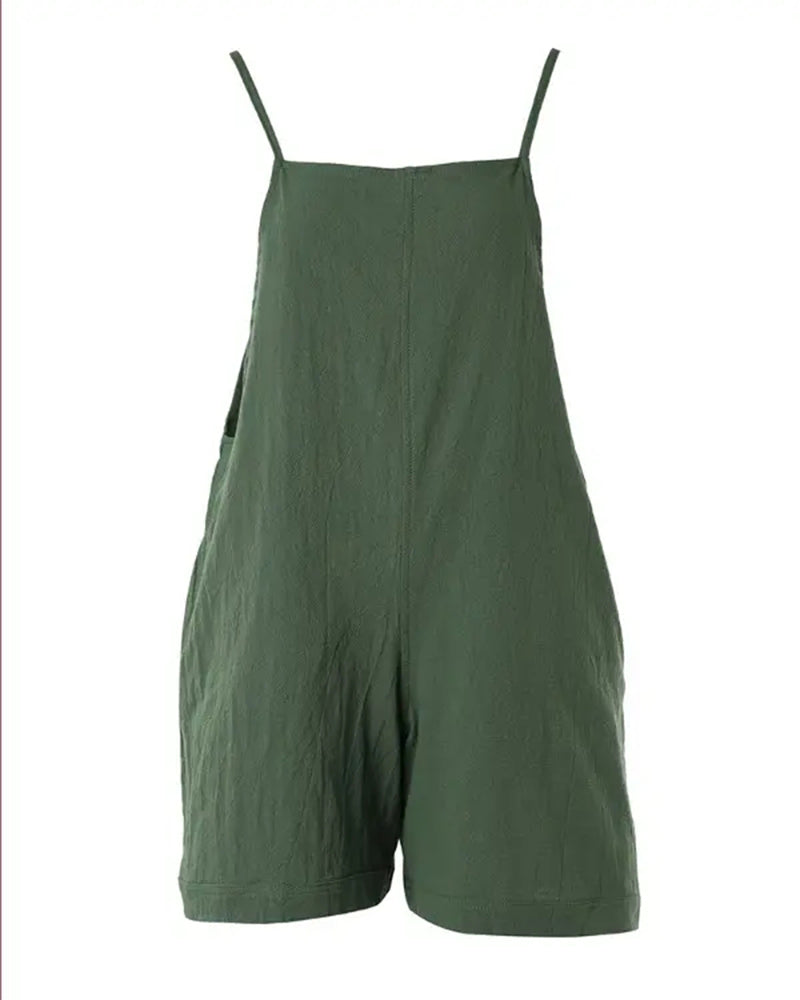 Dam Jumpsuit Avslappnad Stil Justerbara Remmar Mjuk Tyg-3