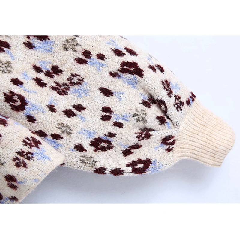 Dam Tröja Blommig Rundhals Polyester med Rufsade Accenter-4