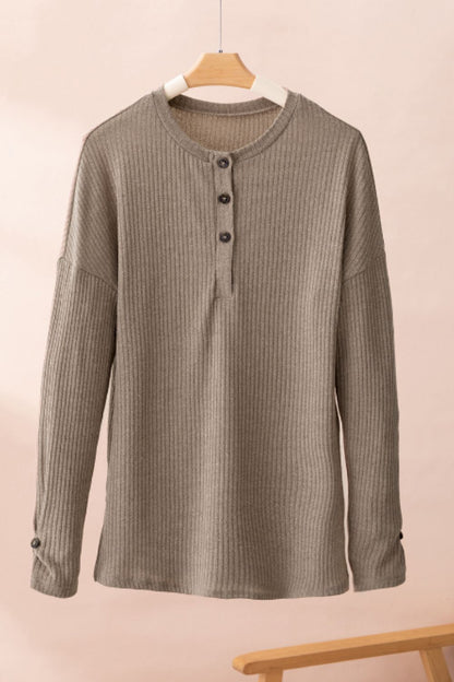 Dam Tröja Rund Nacke med Knappar i Mjukt Material – Traditionell Passform, Flera Färger, Utmärkt Komfort 5