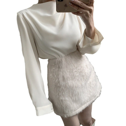 Dam Skjorta Oregelbunden Långärmad Polyester 2