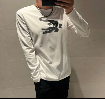 Herrskjorta Långärmad Silke och Bomull Cirkulär Halsringning-2