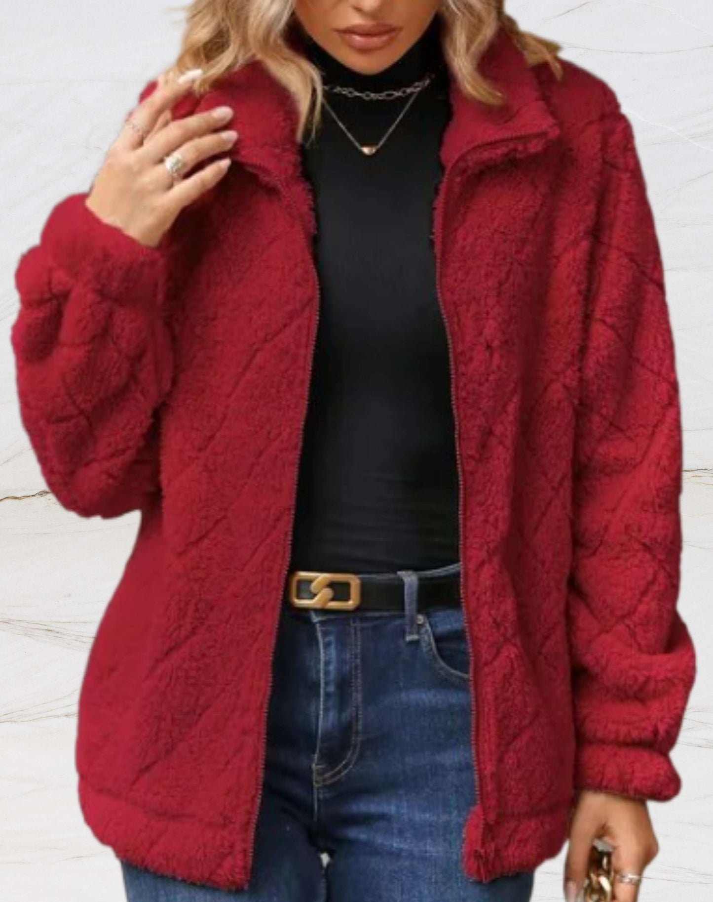 Kvinnor Kappa Långärmad Polyester med Diamantmönster 2