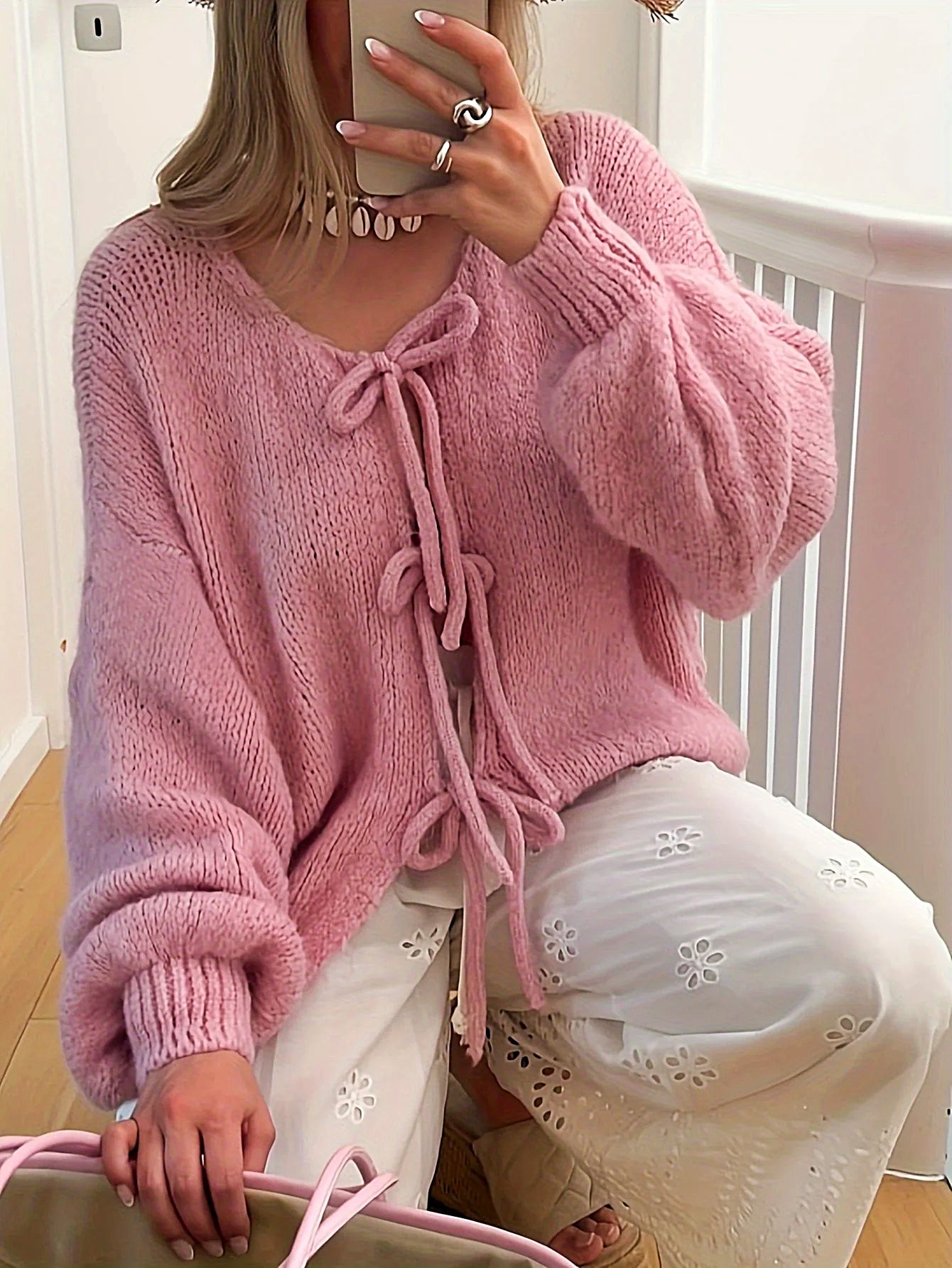 Dam Tröja Modern Design Högkvalitativt Material-4