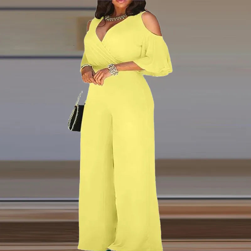 Dam Jumpsuit Öppen Axel Bred Ben Högkvalitativt Tyg-3