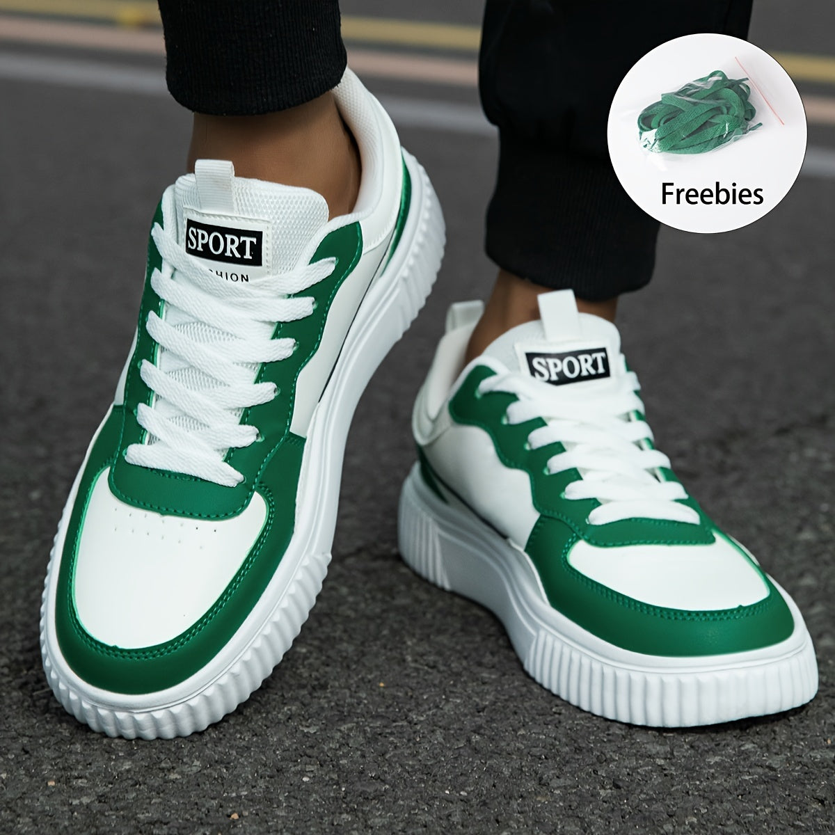 Herr Sneakers Vintage Låg Top Snörning Textil-5