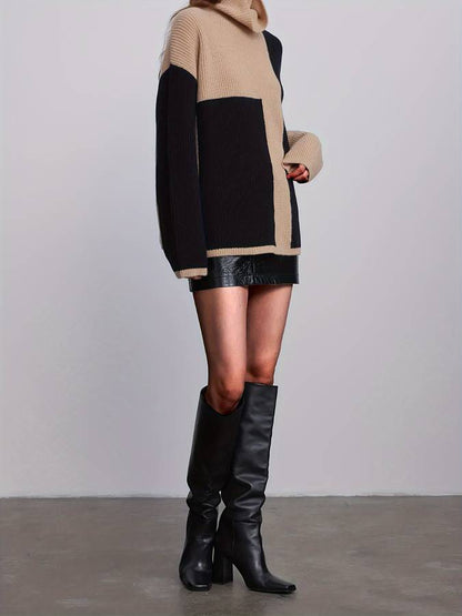 Stickad Dam Tröja Rullkrage Mjuk Kvalitet-4