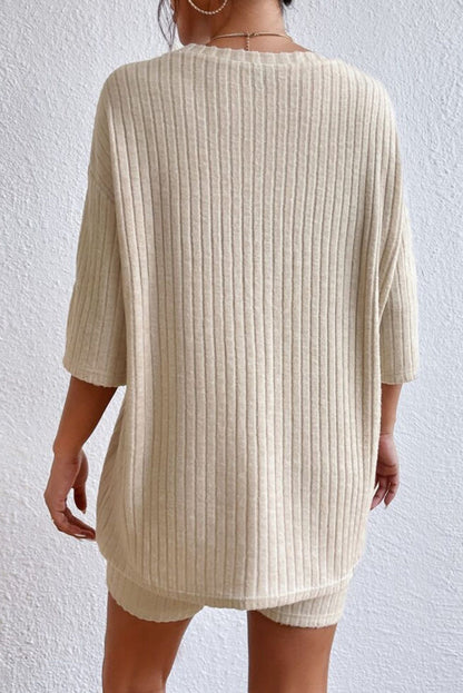 Kvinnors Lounge Set Lätt Passform Ribbad Struktur-4