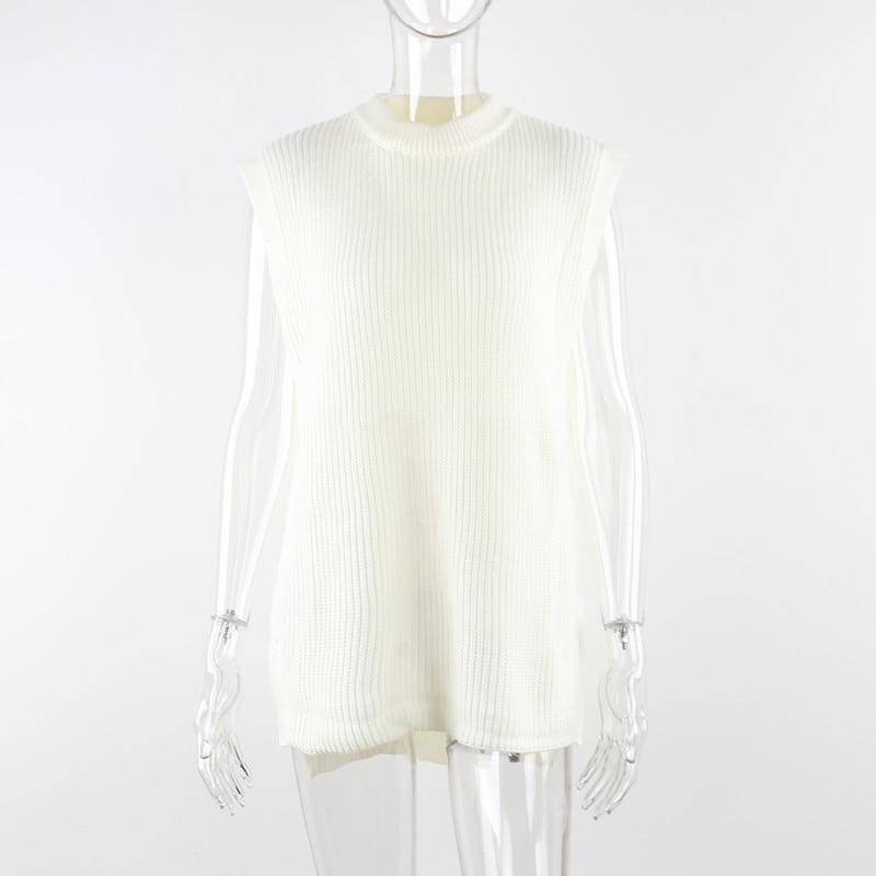 Dam Stickad Tröja Löst O-hals Akryl-4