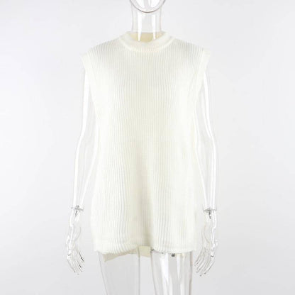 Dam Stickad Tröja Löst O-hals Akryl-4