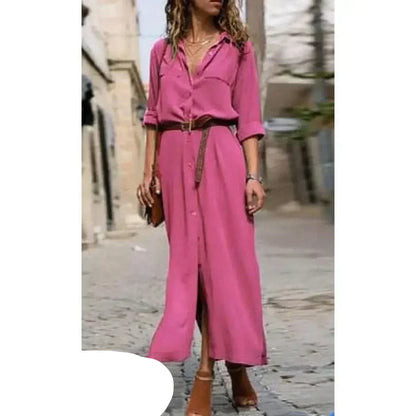 Kvinnors Lång Klänning Avslappnad Lätt Polyester-4