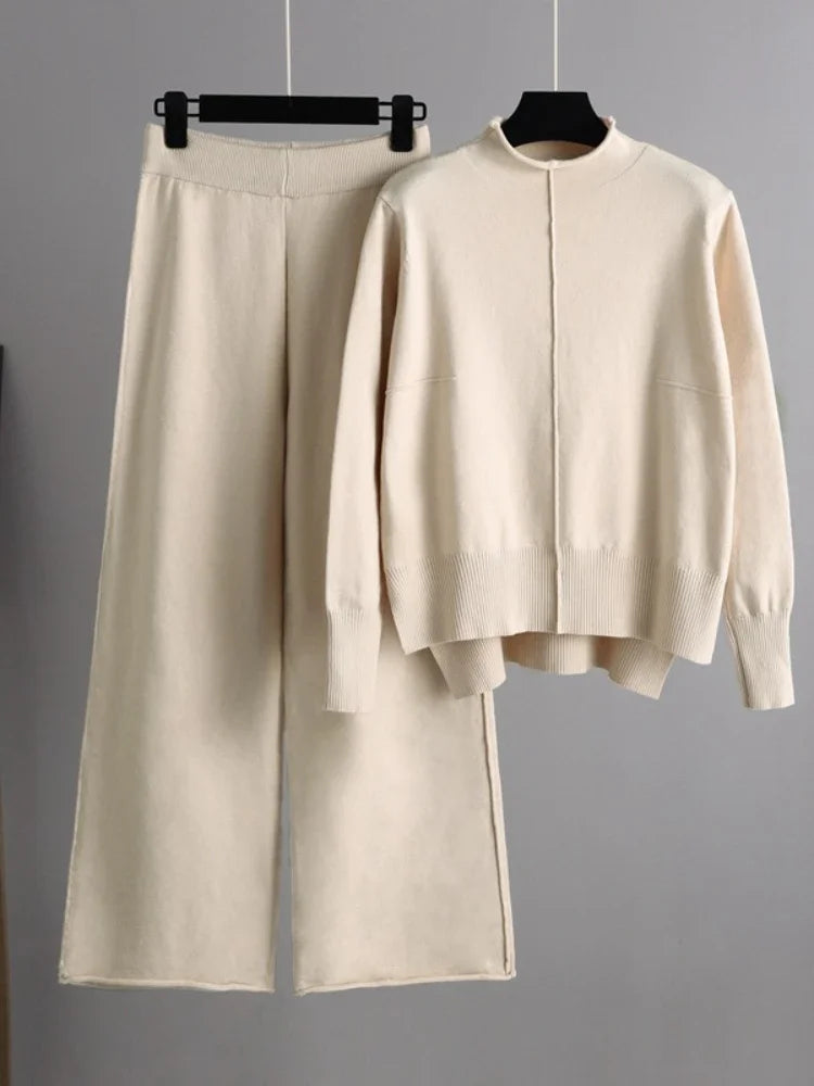 Variant image for Dam Set Tjock Stickad Tröja och Byxor Overdimensionerad Akrylblandning-2