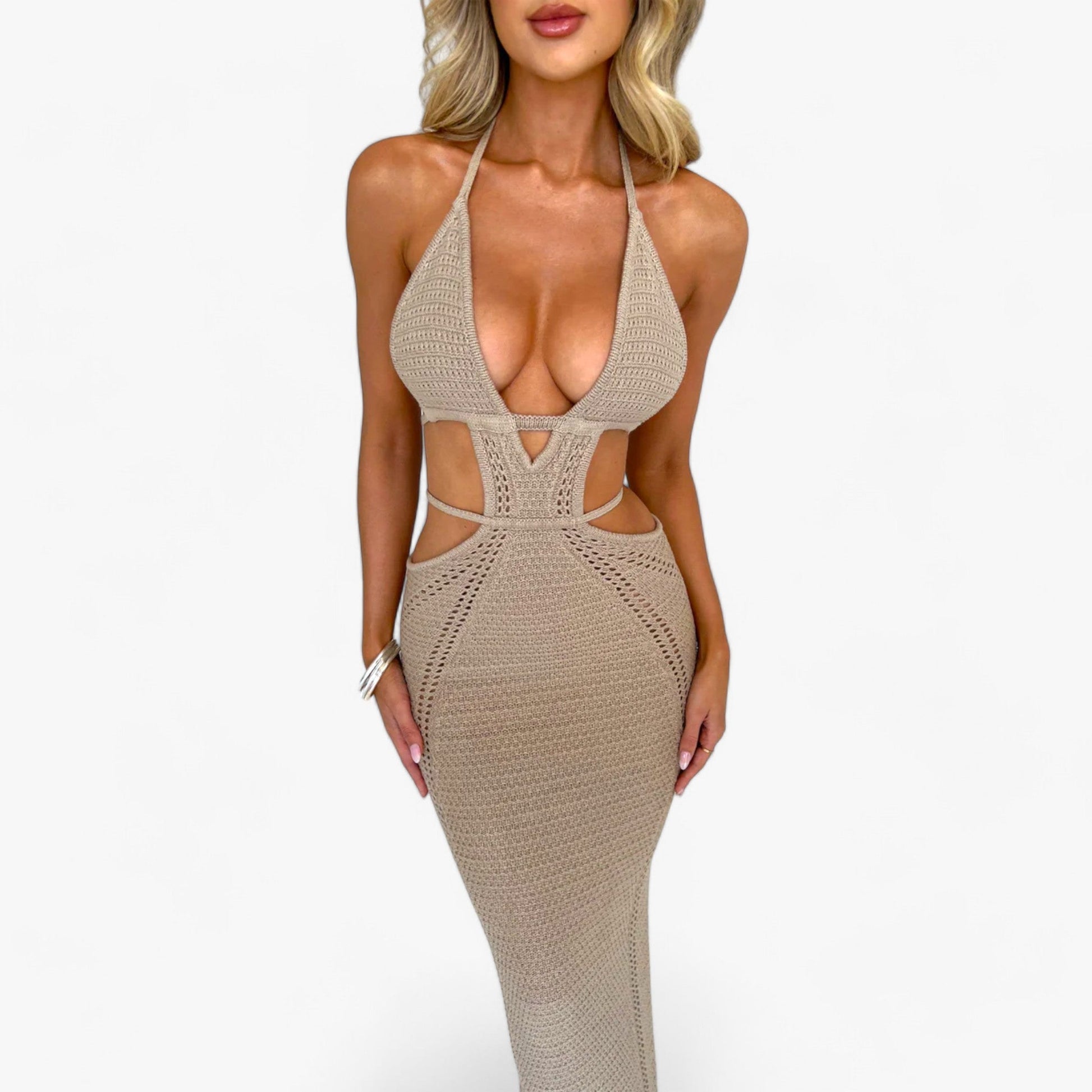 Variant image for Dam Långklänning Virkad Öppen Rygg 100% Bomull-13