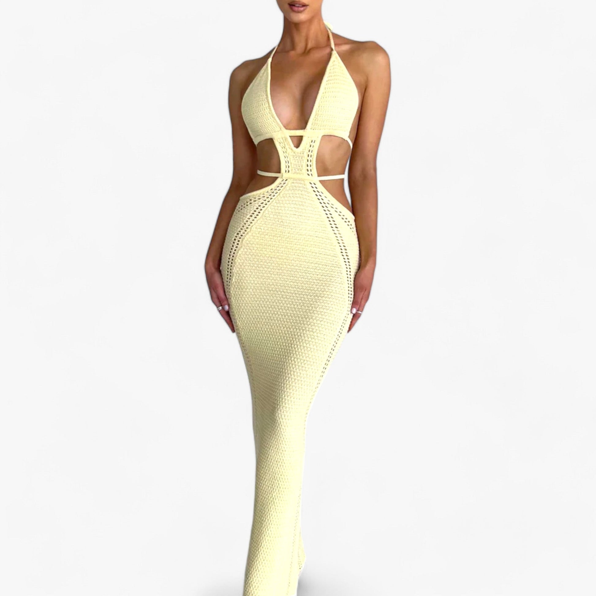 Variant image for Dam Långklänning Virkad Öppen Rygg 100% Bomull-10