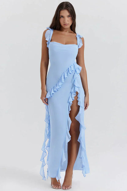 Variant image for Fina Dam Klänningar Ryggfri Design med Ruffles Polyester-11