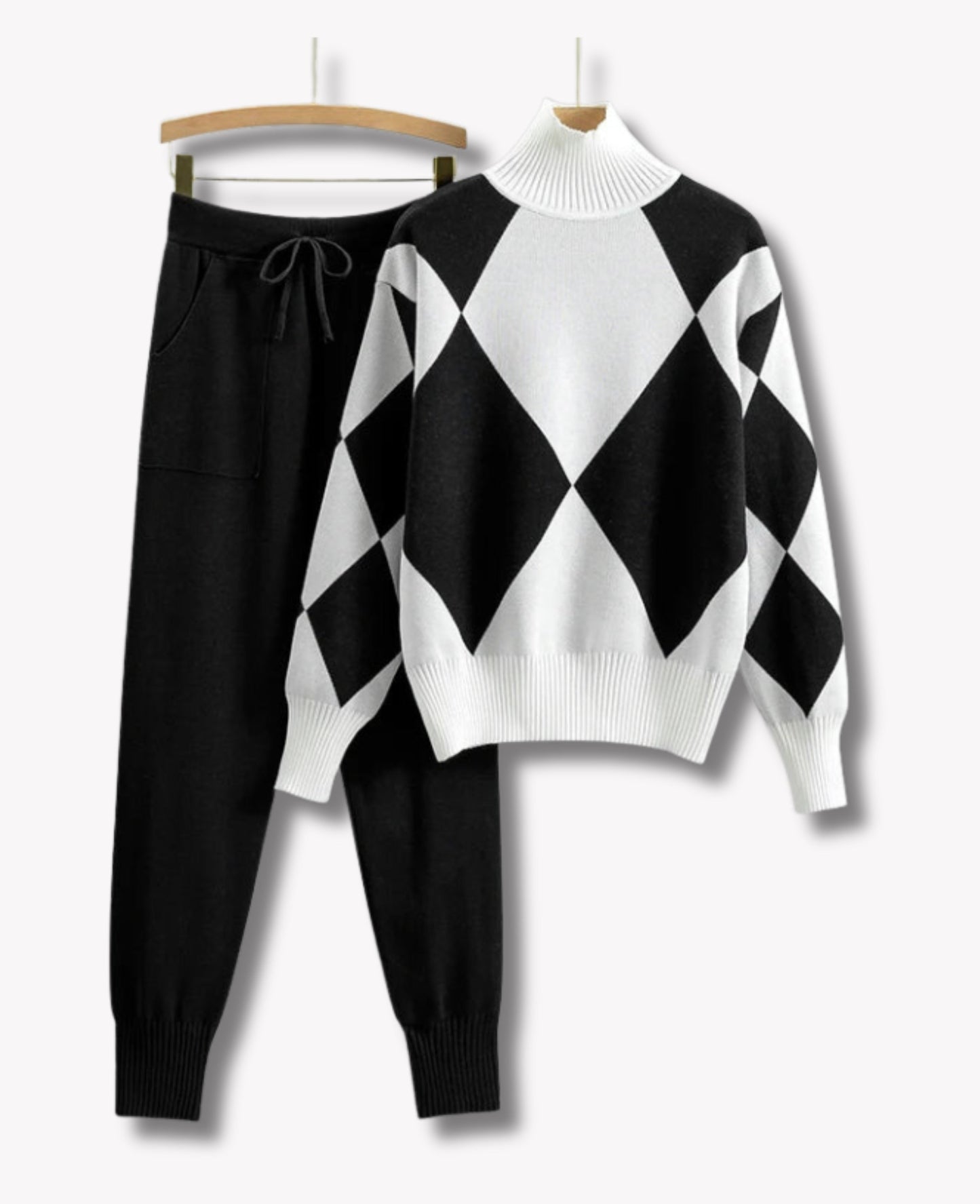 Dam Set av Stickad Tröja och Långa Byxor Akryl-2