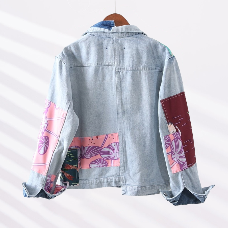 Jeansjacka Dam Flerfärgad Denim Modern Passform-3
