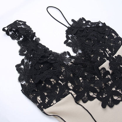 Dam Klänning Bodycon med Blomapplikation Polyester Elastan 4