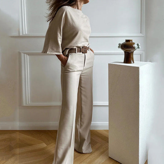 Kostym Set Dam Tvådelad Polyester Enkel Stil S/L/XL-1