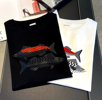 Dam Långärmad T-Shirt Rundhalsad 100% Bomull med Djurmönster-2