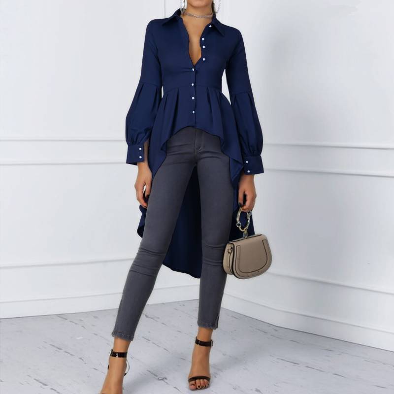 Dam Tunika Långärmad Polyester Spandex Elegant Figurativ Passform-2