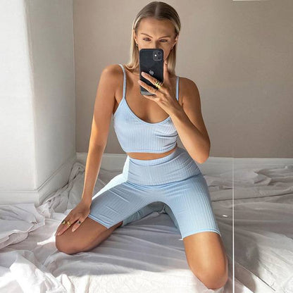 Dam Mini Set V-hals Elastisk Spandex-Polyester-6