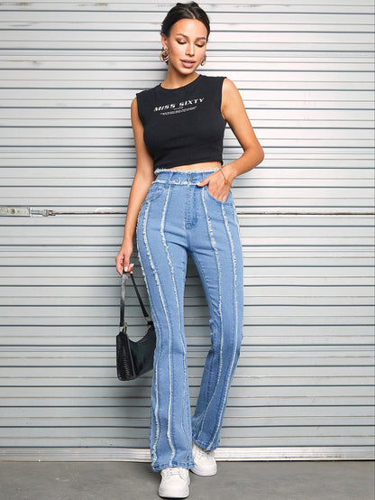 Kvinnors Jeans Street Style 100% Bomull-4