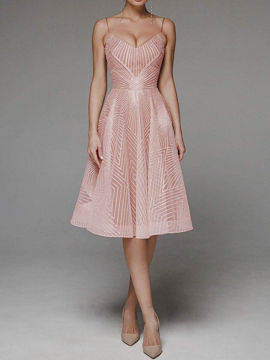 Kvinna Ärmlös Klänning Broderad Lätt Tyg-6