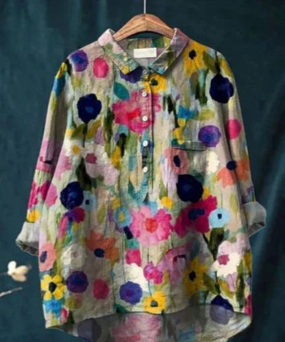 Variant image for Dam Blus Blommönster Figur-kramande Högkvalitativt Tyg-13