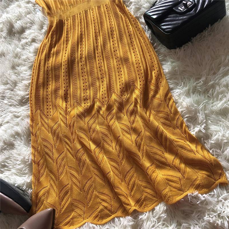 Kvinnors V-hals Klänning A-linjeformad Spandex och Bomull-5